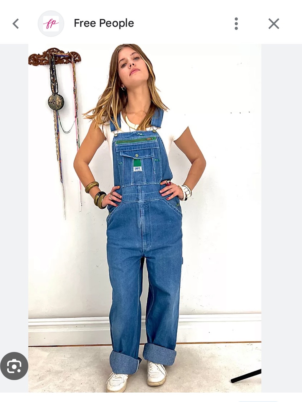 Free People vintage liberty Blue Denim Overalls Sz 34x30 Anna Corinna - Picture 3 of 10